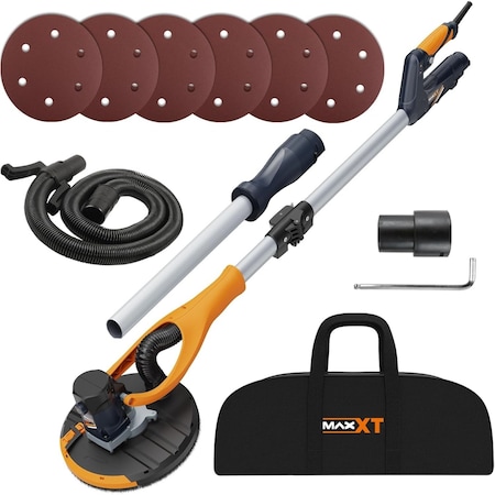 Wrightmaster 710W 50 in. Telescopic Electric Drywall Sander with 5-Variable Speeds, Multi-Position Rotating Head ZR-7213