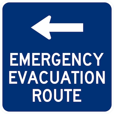 Lyle Emergency Evacuation Route With Left Arrow, 12x12, Engineer Grade, Blue G-2269-EG_12x12