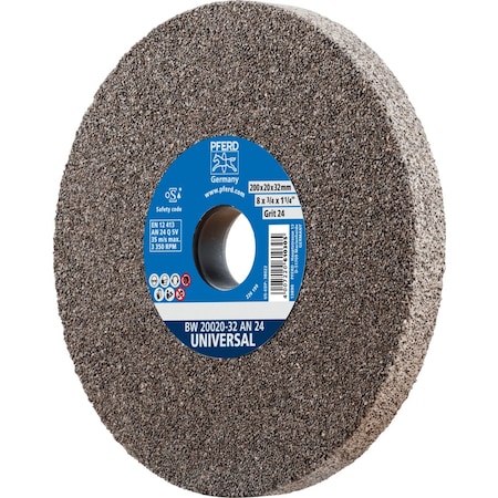 Pferd PFERD Vitrified Bench Wheel, UNIVERSAL, 8in x 3/4 x 2, 36 Grit, Aluminum Oxide 61677