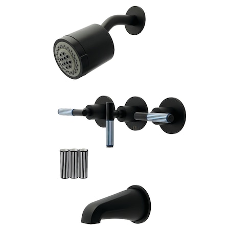 Kingston Brass Triple-Handle Tub and Shower Faucet, Matte Black KBX8130KPS
