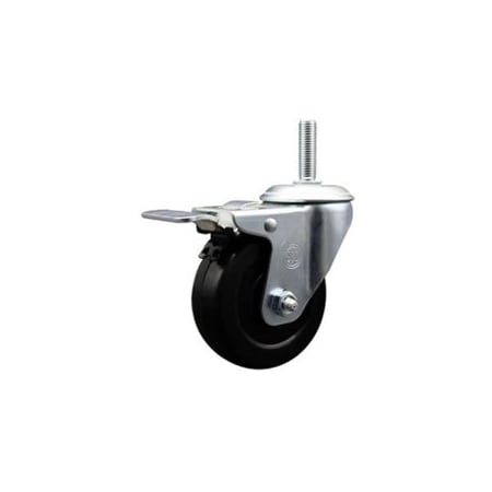Service Caster 4 Inch Hard Rubber Wheel Swivel 34 Inch Threaded Stem Caster Total Lock Brake SCC SCC-TSTTL20S414-HRS-34212