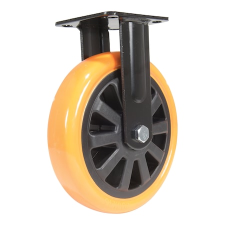 Vestil Polyurethane Rigid Caster 8 In. Diameter x 2 In. Width 902 Lb. Capacity Orange/Black CST-BN-8X2PUP-R