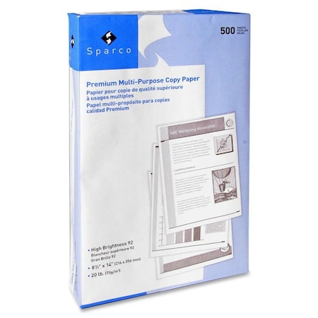 Sparco Copy Paper, 92 GE/112 ISO, 20 Lb, 8-1/2inx14in, WE, 10PK SPR06420
