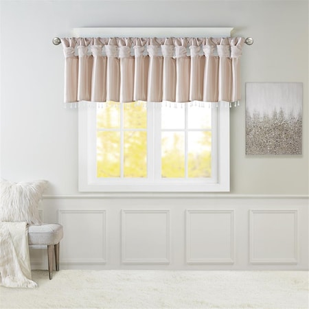 Madison Park Blush 100 Percent Polyester Lightweight Faux Silk Valance with Beads MP41-6325