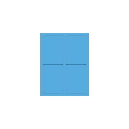 Bubblefast 3 1/2 x 5'' Fluorescent Bright Blue Rectangle Laser Labels-4 Labels per Sheet BFLL176BB