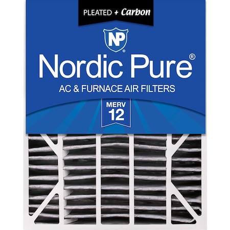Nordic Pure 20x25x6 Plus Carbon Pleated Air Filter, High Capacity, MERV 12 20x25x6ASGPM12C-1