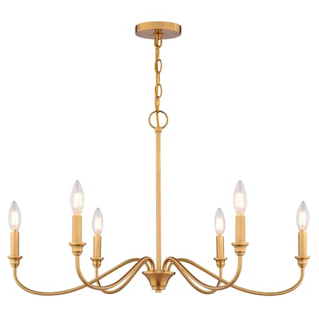Vaxcel Annabelle 6-Light 30 in. Wide Brass Gold Farmhouse Candle Chandelier H0318