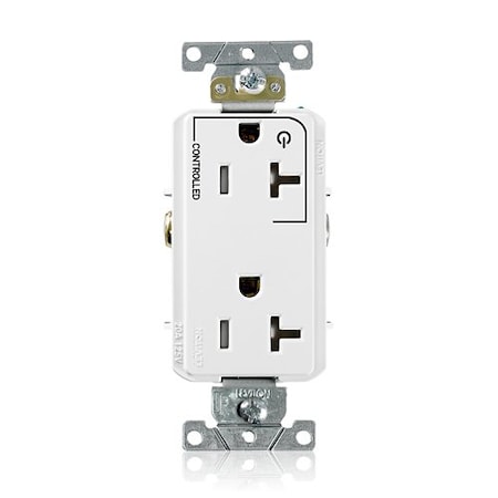 Leviton Dec Plus Rec 20A 125V TR 1Mrk-Ctrl Wht TDR20-S1W