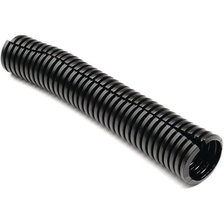 Hellerman Tyton Convoluted Tubing, Slit, 0.5" Dia, PA6, Black with Gray Stripe, 100 ft/pkg 169-60019