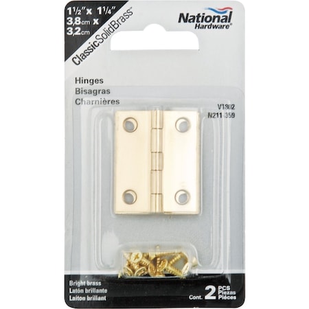 National Hardware 1-1/2'' x 1-1/4'' Brass Medium Decorative Hinge, 2PK N211-359