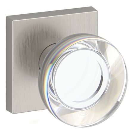 Baldwin Half Dummy Contemporary Crystal Knob and Contemporary Square Rose Satin Nickel Finish HDCCYCSR150