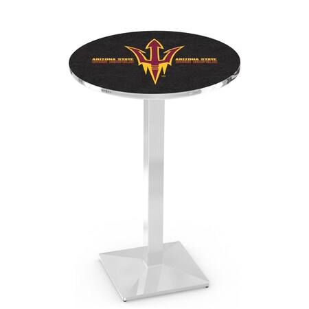 Holland Bar Stool Co 42" Chrome Arizona State Pub Table, Pitchfork, 36" dia. Top L217C4236ArizSt-F