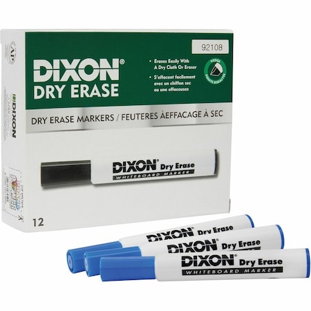 Dixon Ticonderoga Dry Erase Markers Wedge Tip, Blue, PK12, 12PK 92108