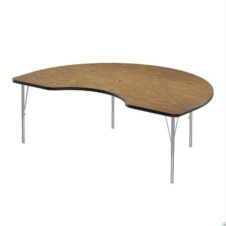 Correll Kidney HPL Activity Table, 72 in W, 36 in L, 19 in to 29 in H, Particleboard, Medium Oak A3672-KID-06-14-09