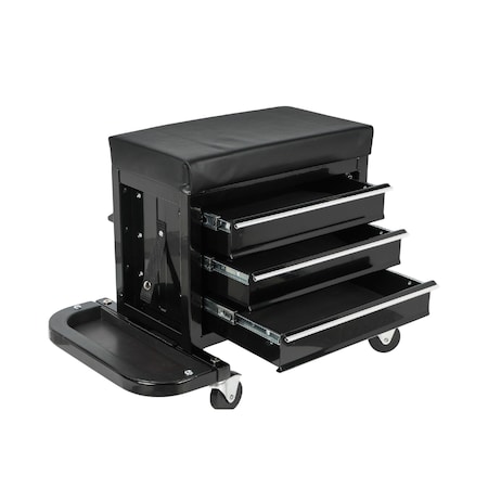 Homeroots 26" Black Multi-Tier Steel Tool Chest With Lid 714599