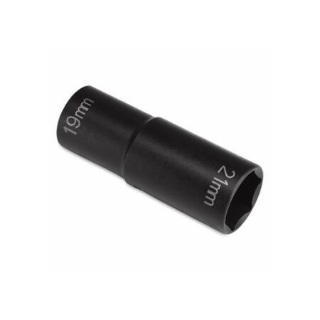 Grey Pneumatic Impact Socket, 1/2 in Drive, 19 mm x 21 mm Size, Hex, 6-point, Extra-Thin Wall Flip 914-2192DT