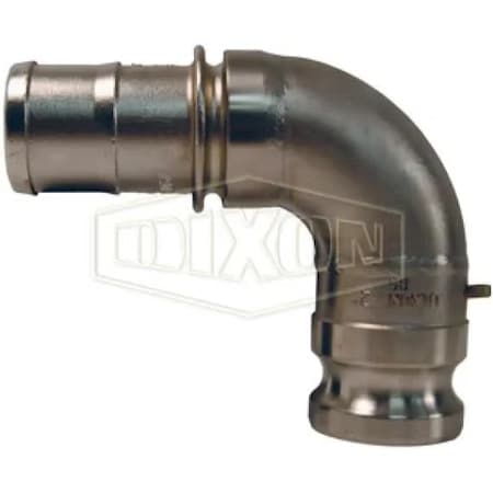 Dixon Type E 90Deg Cam and Groove Elbow, 3 in, Male Adapter x Hose Shank, 316 SS, Domestic 300E-90SS