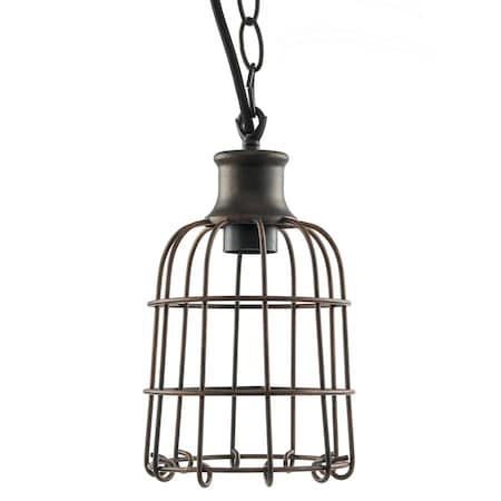 Sunlite Iron Rust Vintage Inspired Cage Pendant Light Hexagon Fixture, Industrial E26 Base 3' Cord 07011-SU