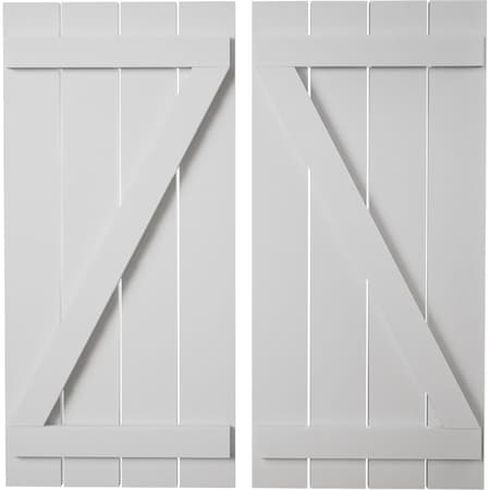 Ekena Millwork Rustic Four Board Spaced Board-n-Batten Smooth Faux Wood Shutters w/Z-Board, 23 1/2W x 76H, PR SHUBSZ23X76SMPR