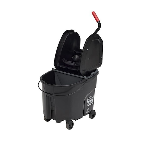 Rubbermaid Commercial 35 qt Down Press Mop Bucket and Wringer Combination, Black, Plastic 1863898