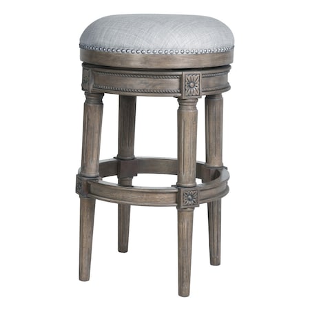 Homeroots 31" Gray Solid Wood Swivel Backless Bar Height Bar Chair 550092