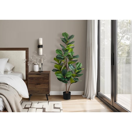 Monarch Specialties Artificial Plant, 49" Tall, Fiddle Tree, Indoor, Faux, Fake, Floor, Greenery, Potted, Real Touch I 9517