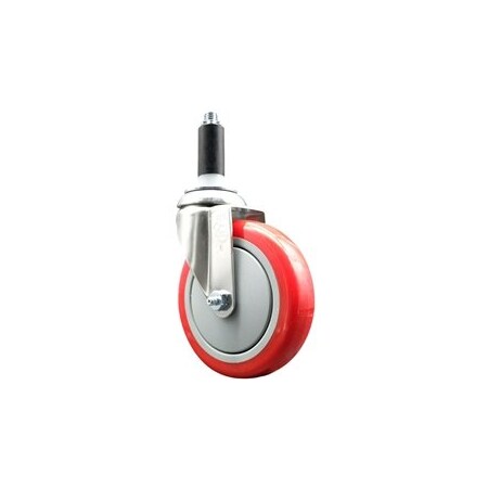 Service Caster 5 Inch 316SS Red Polyurethane Wheel Swivel 1-1/8 Inch Expanding Stem Caster SCC-SS316EX20S514-PPUB-RED-118