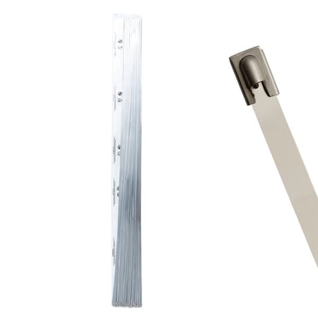 Cable Ties Unlimited Cable Tie, 60 in L, 300 lb Strength, 18.5 in Max Bundle Dia, 316 Stainless Steel, Silver, 100PK SSP60-HD