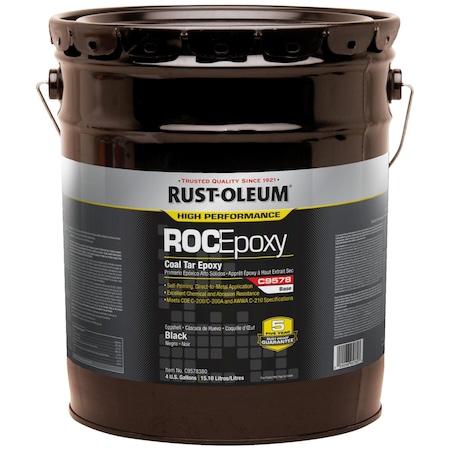 Rust-Oleum Coal Tar Epoxy Coating Base, Black, Matte, 5 gal, 100 to 130 sq ft/gal, C9578 Series C9578380