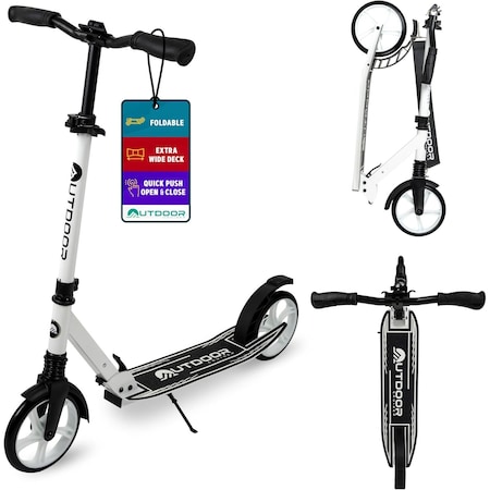 Outdoorcruiser Outdoor Cruiser Kick Scooter, Ages 6+, 240 LBS Max, Foldable, 8in. Wheels, Suspension, White OCTENS951
