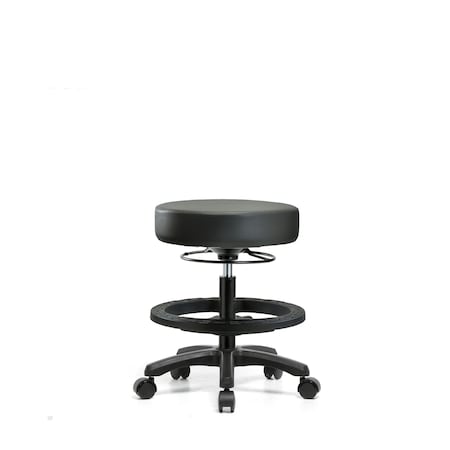 Blue Ridge Ergonomics Vinyl Mini-Stool, Med Bench, BF, Casters, Carbon BR-VMBMS-RG-BF-RC-8823