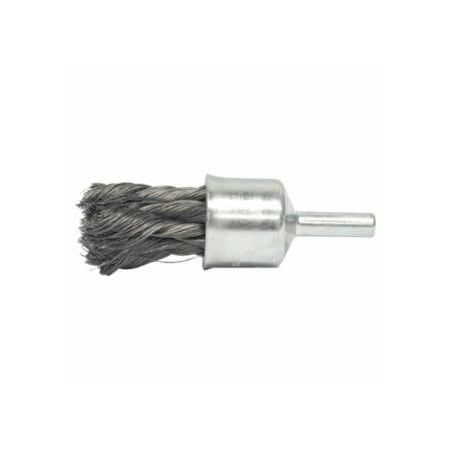 Weiler Knot Wire End Brush, Steel Bristles, 1/2 in Brush dia x 0.014 in Wire, 20000 RPM, 1 EA/EA 804-10217