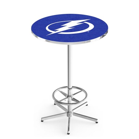 Holland Bar Stool Co 42" Chrome Tampa Bay Lightning Pub Table, 36" dia. Top L216C4236TBLght