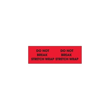 Bubblefast 3 x 10'' - ''Do Not Break Stretch Wrap'' Fluorescent Red Labels BFDL3111