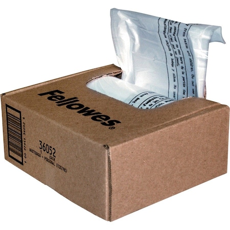 Fellowes POWERSHRED SHREDDER BAGS FOR ALL PERSONAL MODELS, 100 BAGS & TIES/CARTON 36052