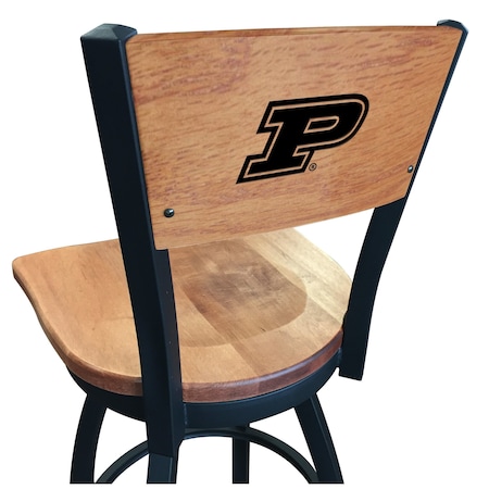 Holland Bar Stool Co 30" Blk Wrinkle Pitt Swivel Bar Stool, Jailhouse Back L03830BWMedMplAPurdueMedMpl