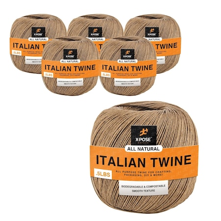 Xpose Safety Ruby Italian Spring Twine, 4-Ply 1/2 lb Waxed Cord, Upholstery & Furniture Repair, 6PK IST-12-6-X-N-S