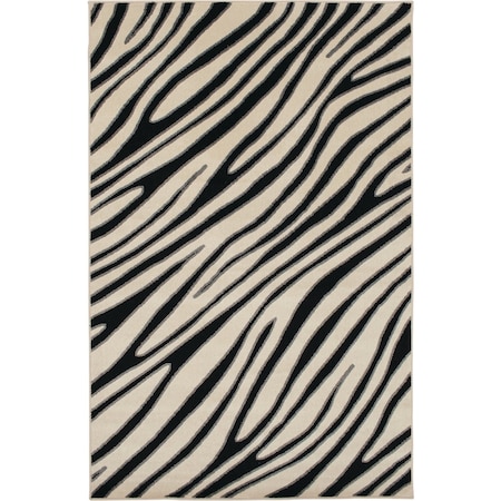 Backyard Bungalow Jayla 6 ' 7''x9 ' 6'' Black/Ivory Zebra Plush Outdoor Rug 2350NE71DB.084