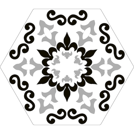 Andova Tiles Trafale Dio Grey 8-in. x 9-in. Hexagon Encaustic Matte Porcelain Floor & Wall Tile, 25PK ANDTRA1272