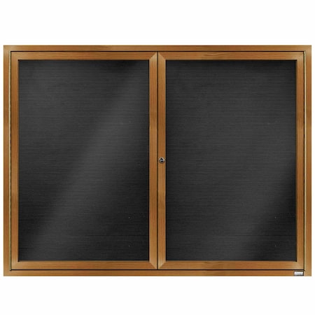 Aarco Enclosed Letter Board Directory w/ Aluminum Oak Wood Look Finish Frame, 36''Hx48''W, 2 Door Unit ADCO3648R