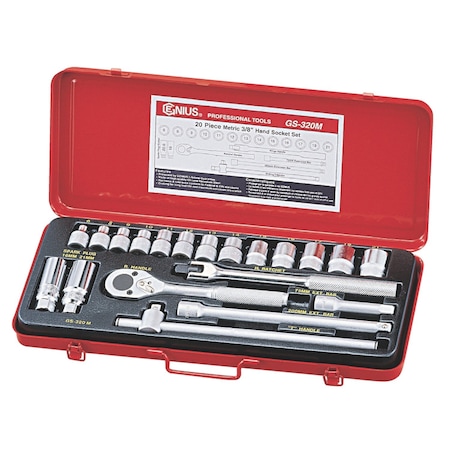 Genius Tools 20PC 3/8in Dr. Metric Hand Socket Set GS-320M