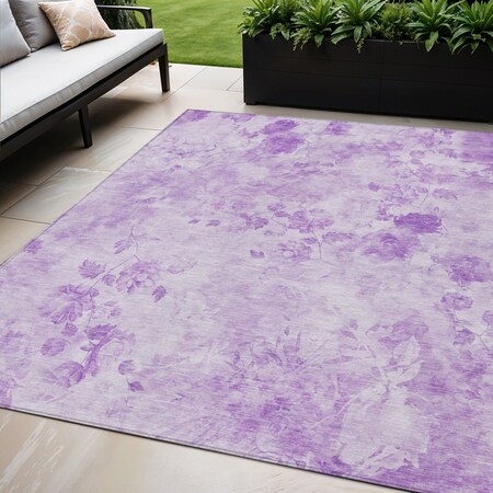Homeroots 5' X 8' Lavender And Purple Floral Washable Indoor Outdoor Area Rug 583119