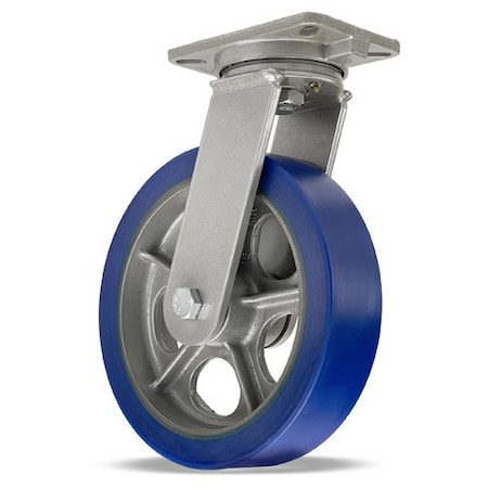 Hamilton Champion Swivel Caster, 12" x 3" Ergo-Glide XT 1" thick Polyurethane (85A) on Cast Iron Wheel S-CH-12EGB