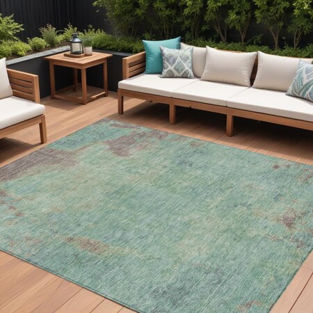 Homeroots 10' X 14' Pale Aqua And Taupe Abstract Washable Indoor Outdoor Area Rug 618459