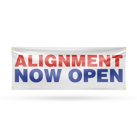 Signmission Alignment Now Open, 18 Inch x 48 Inch, Vinyl Banner B-30458