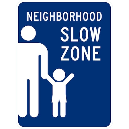 Lyle Neighborhood Slow Zone (W/Graphic), 18x24, Non-Reflective, Blue G-10963-NA_18x24