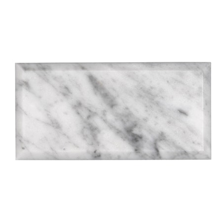 Apollo Tile 3x6 Bianco Carrara Marble Polished, Beveled Subway Floor and Wall Tile 5 sqft/case, 40PK APLFCA8836BPA