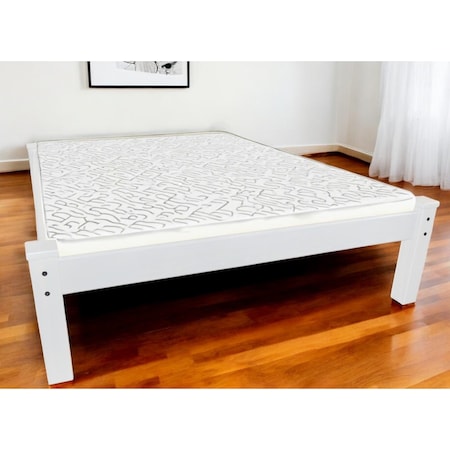 Homeroots White Solid Wood Queen Bed Frame 546730