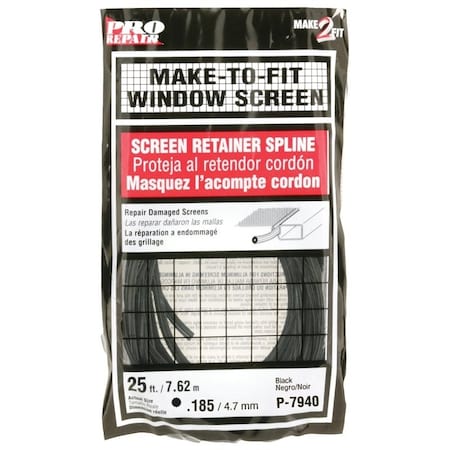 Prime-Line Spline Blk 25'L .185 P7940
