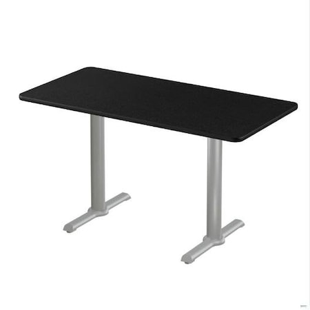 Correll Rectangle Cafe Table W/ T-Base, 48 in W, 30 in L, 29 in H, Particleboard Top, Black Granite STT3048-07-98-09